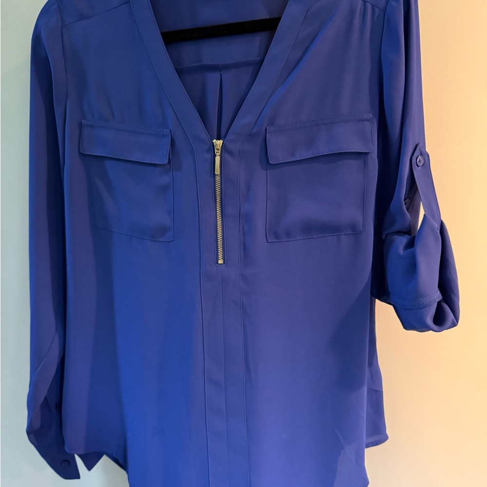 Express Blue Boxy Blouse with Relaxed Fit